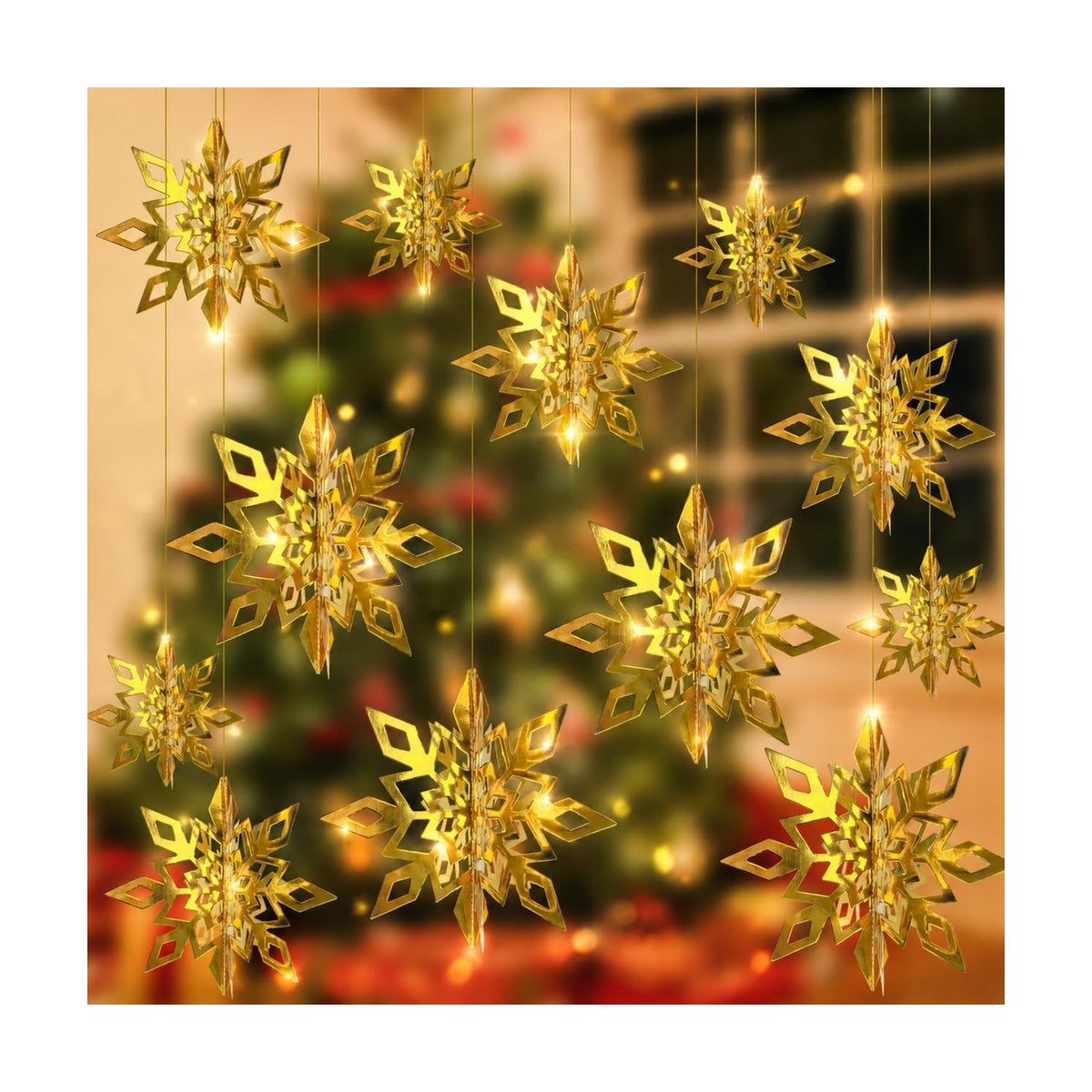 Paper Snowflake Gold Christmas Ornaments