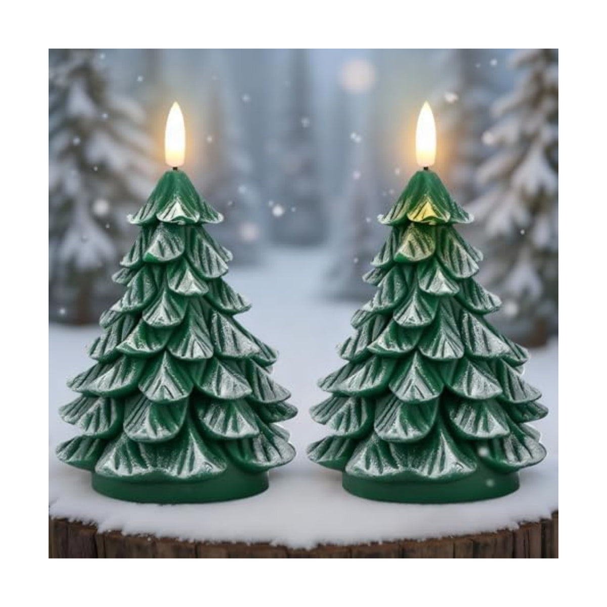 Christmas Tree Candles with 6H Timer Green