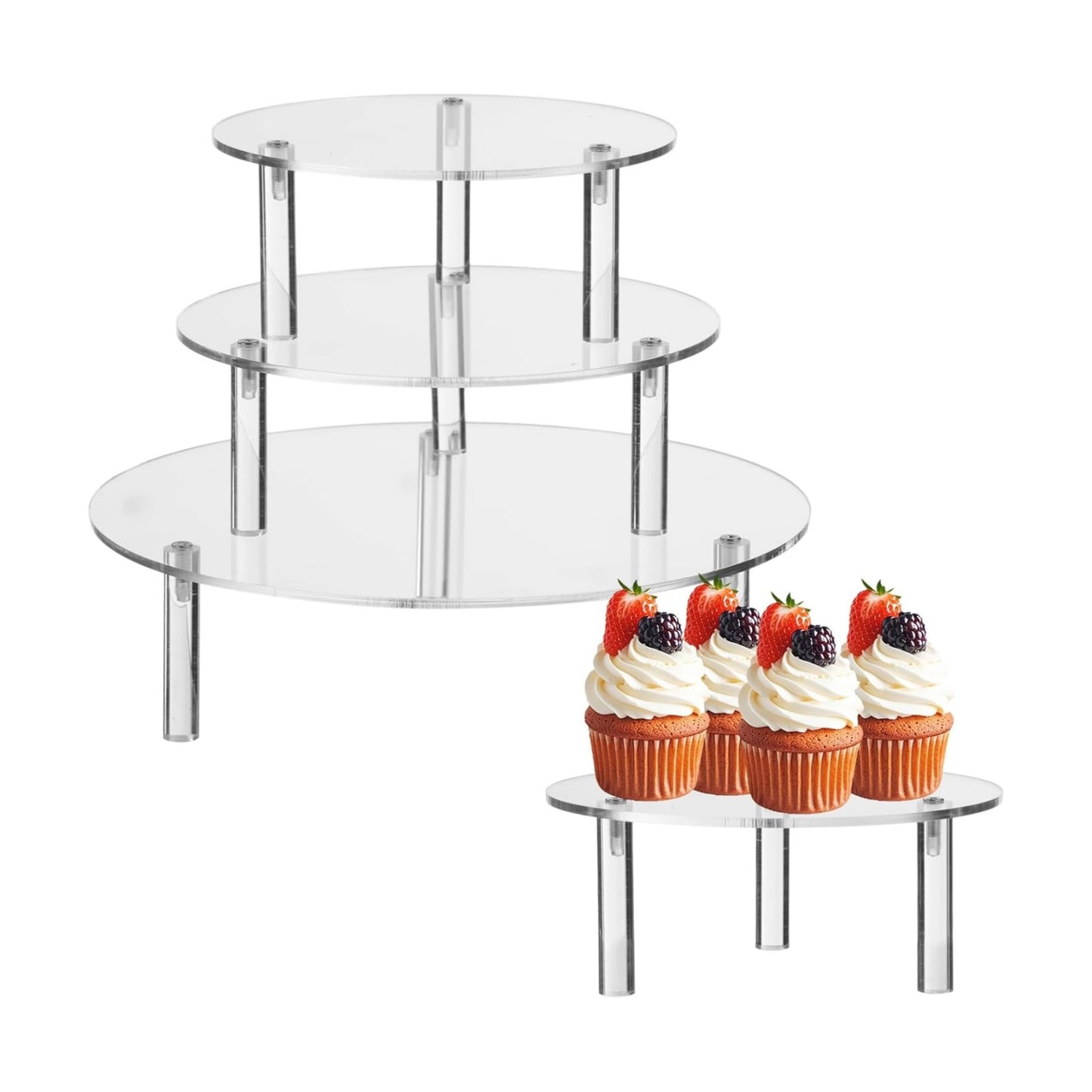 Round Display Stands for Cake / Clear / Set of 3