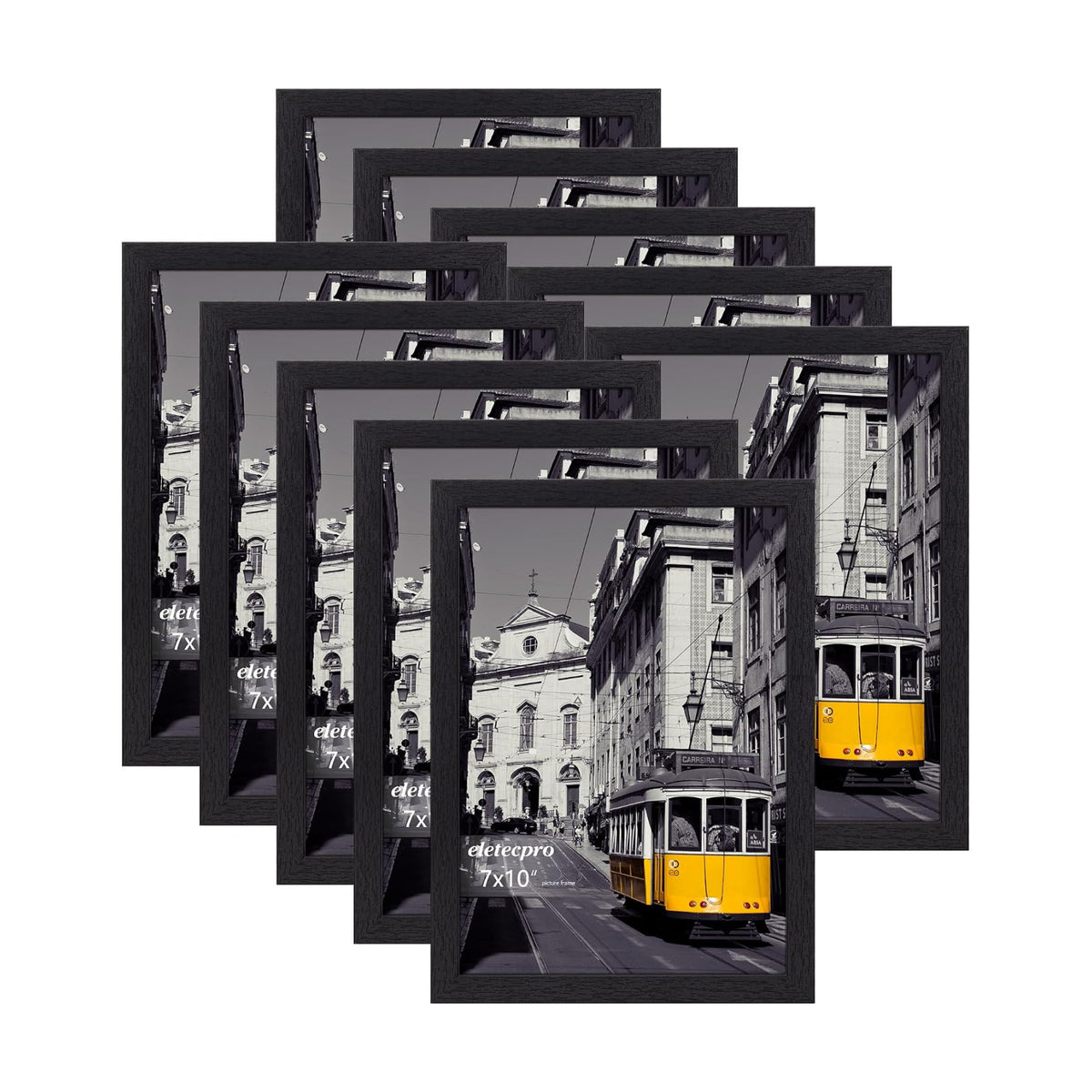 eletecpro 7x10 Picture Frames, Acrylic Cover, Black, Set of 10 | Display Photo 7x10 Photo, Horizontal or Vertical