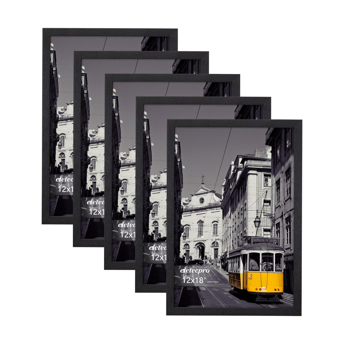 eletecpro 12x18 Picture Frames, Acrylic Cover, Black, Set of 5 | Display Photo 12x18 Photo, Horizontal or Vertical