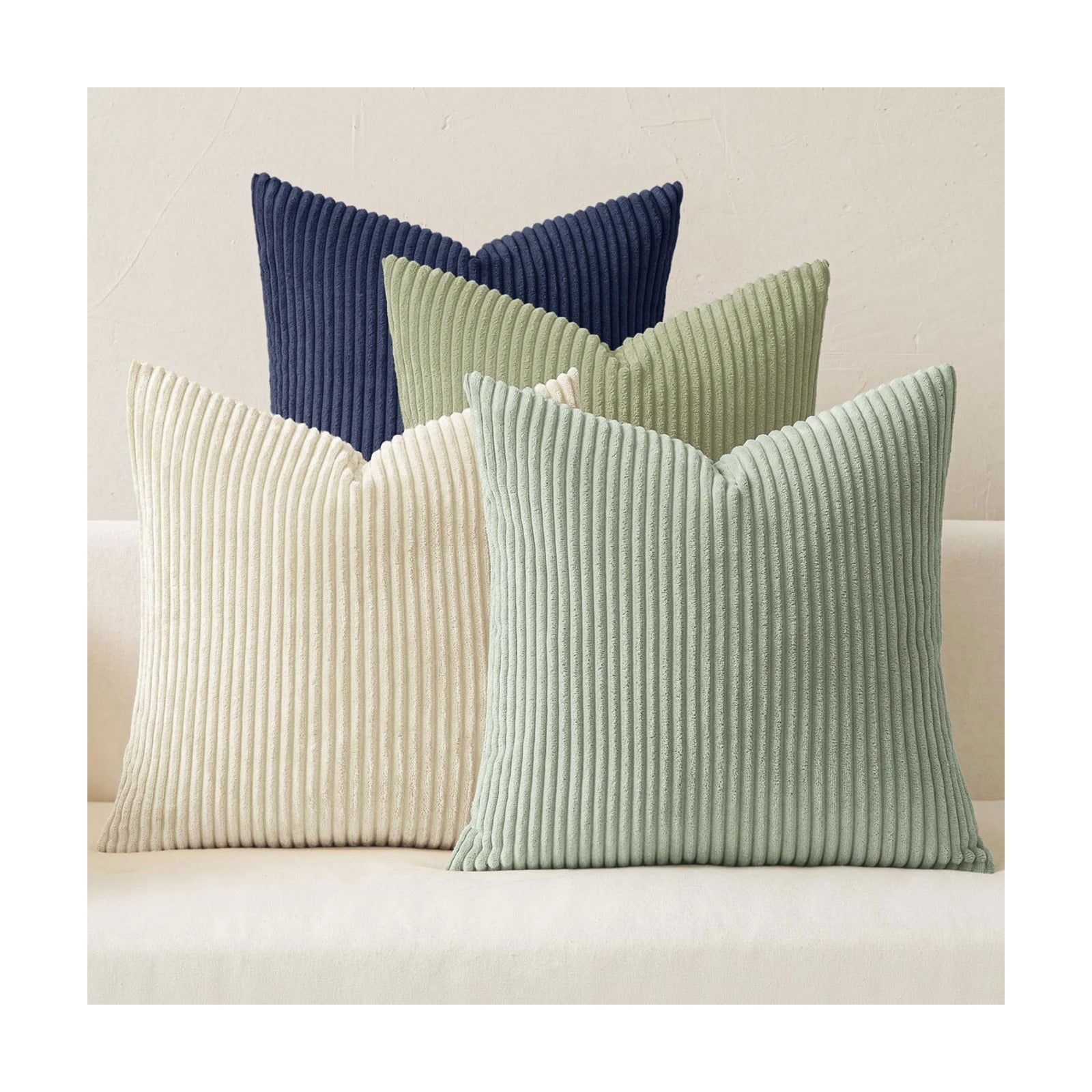 MIULEE Soft Corduroy Decorative Throw Pillow Covers Muted Teal 18x18