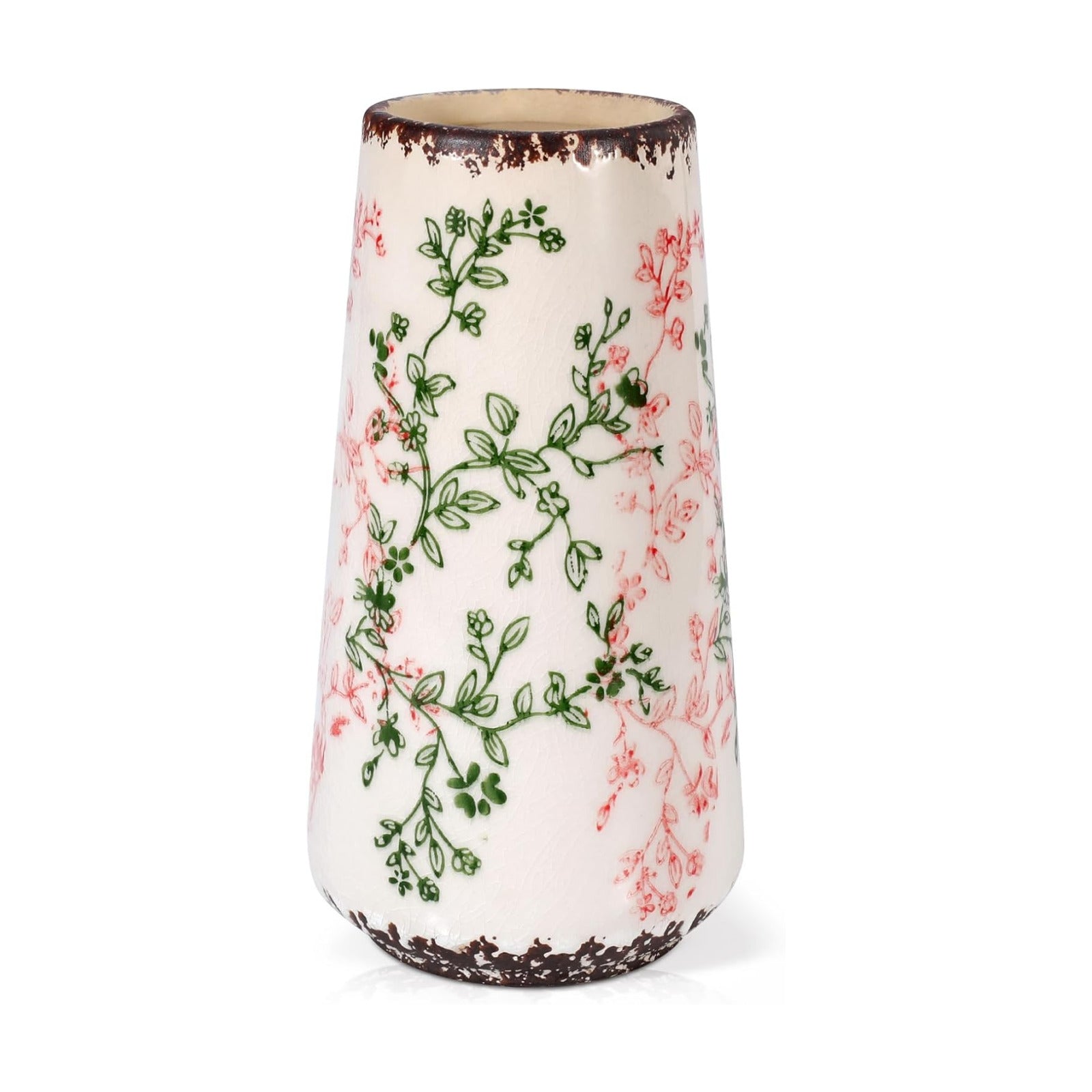 Ceramic Vase / Small Flower Vase for Pampas Grass / Small Green & Pink-a