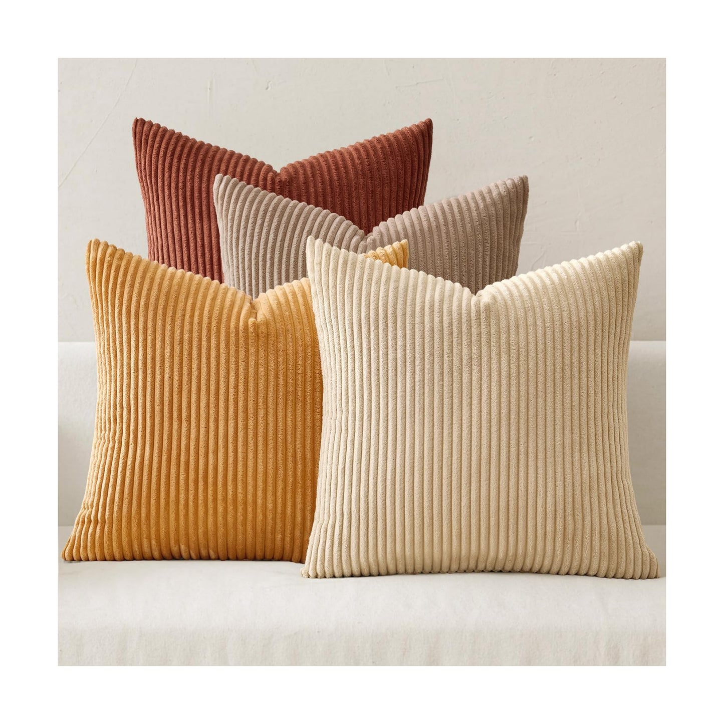 MIULEE Fall Corduroy Decorative Throw Pillow Covers Terracotta 18x18