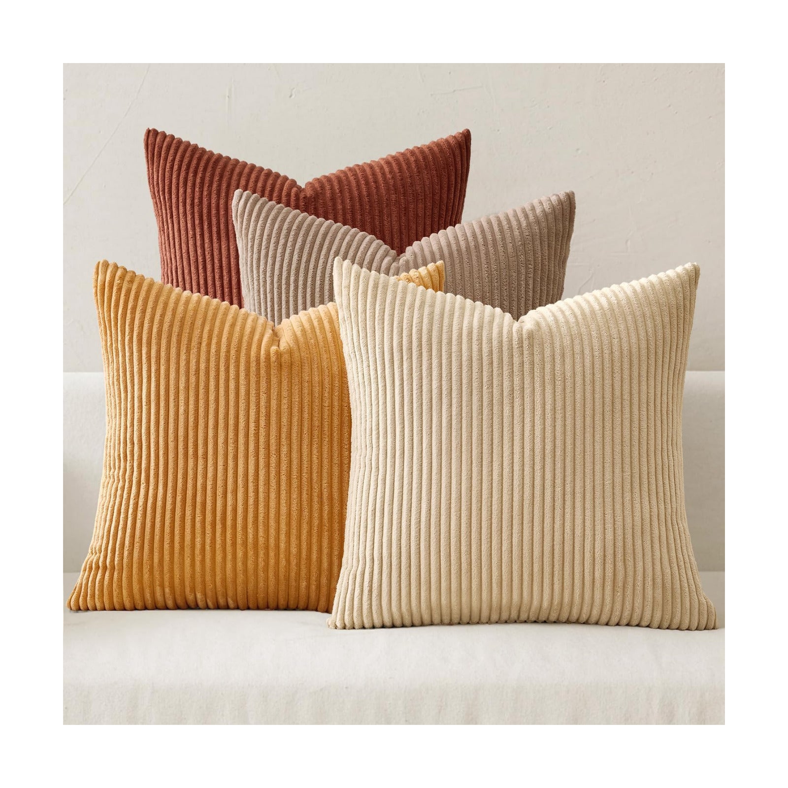 MIULEE Fall Corduroy Decorative Throw Pillow Covers Terracotta 18x18