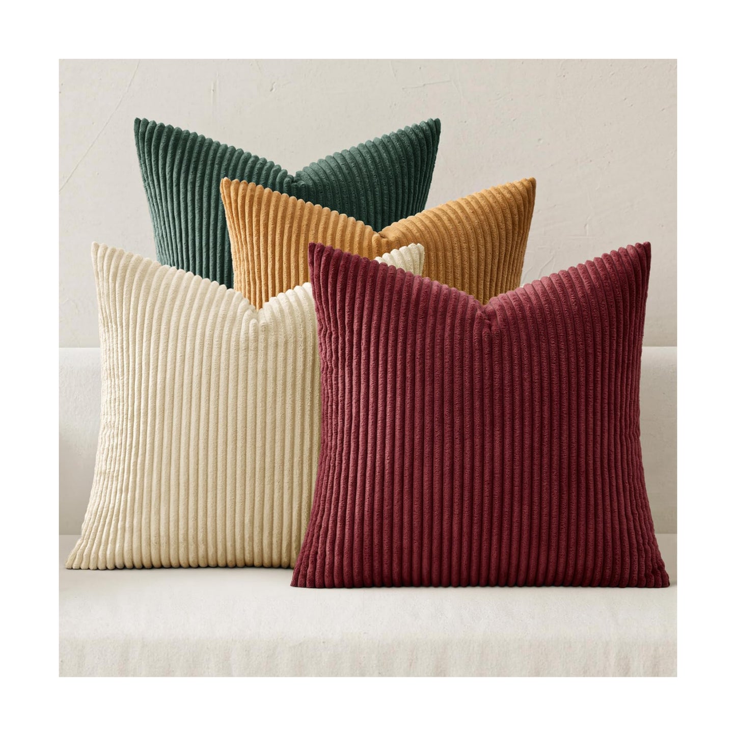 MIULEE Corduroy Decorative Throw Pillow Covers Christmas Red Green 18x18