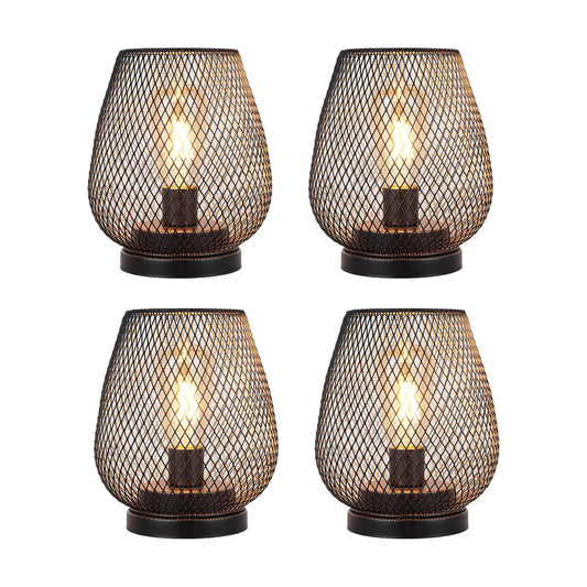 JHY DESIGN Set of 4 Metal Cage LED Lantern Battery Powered Cordless Accent Light with LED Great for Weddings Parties