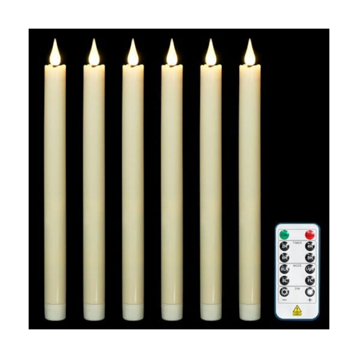 11 Inch Flameless Taper Candles with Remote,Battery Powered Candlesticks Realistic Flickering,Ivory Led Candlestick with 3D Wick for Christmas Home Wedding Decor (Pack of 6)
