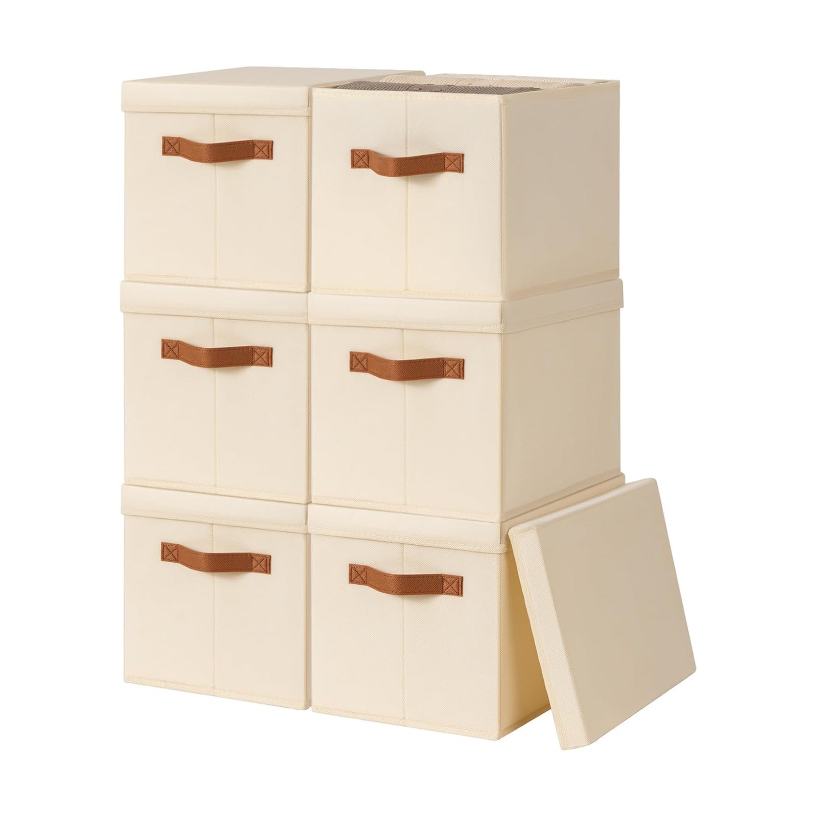 Storage Bins / Fabric Storage Baskets / Beige / L / Set of 6