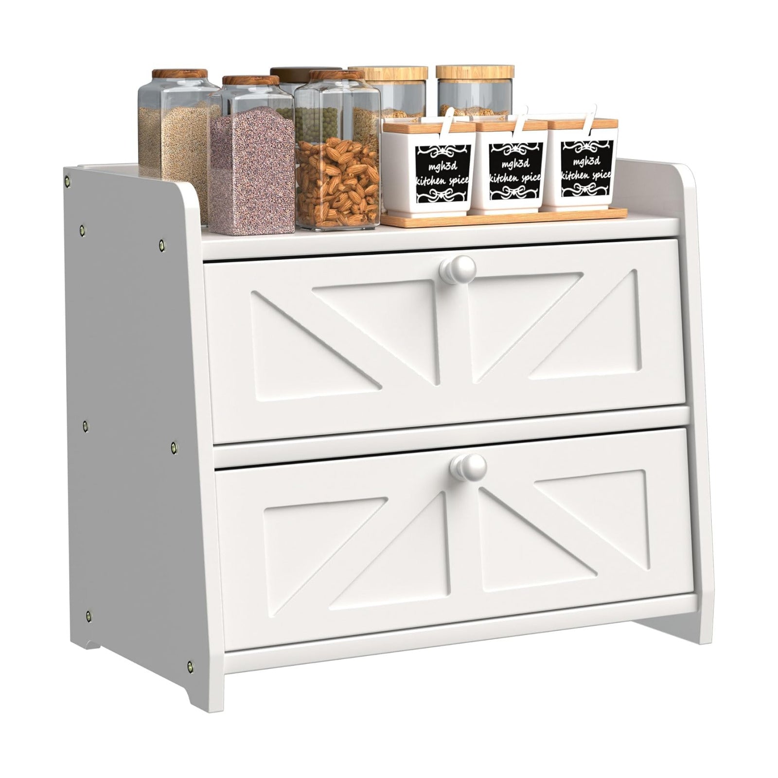 Bread Box for Kitchen Countertop, Double Layer Wooden Breadbox, Large Capacity Bread Storage Bin, Homemade Bread