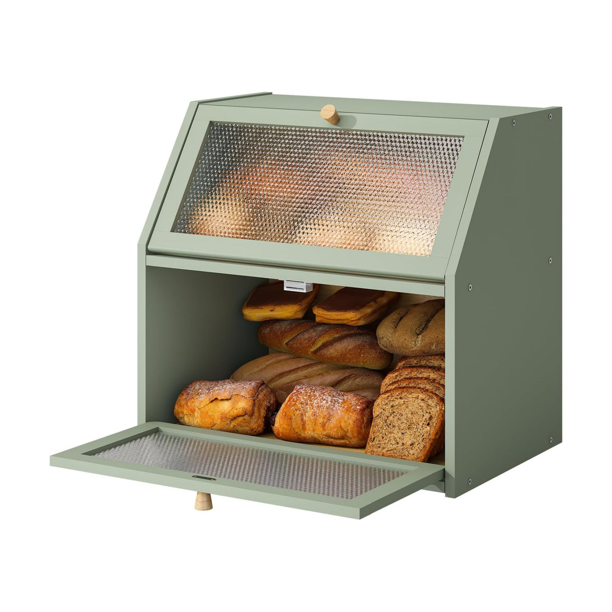STDDRE Bread Box for Kitchen Countertop Bin Double Layer Bread Box Storage Container Extra Large Capacity Farmhouse