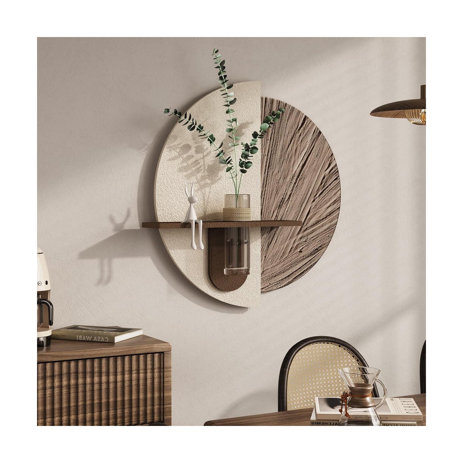 Vase / White and Brown Wall Decor / 24"L x 24"W / Beige and Brown Wall Art