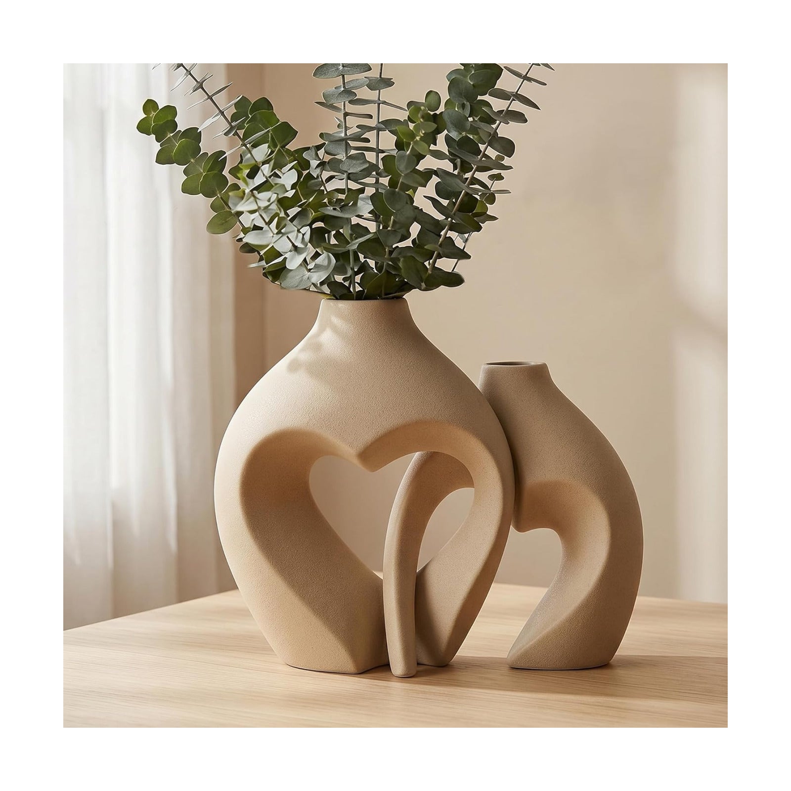 Ceramic Flower Vases Home Decor Heart Shaped Vase Nordic Heart Shaped Vases / Brown / Set of 2