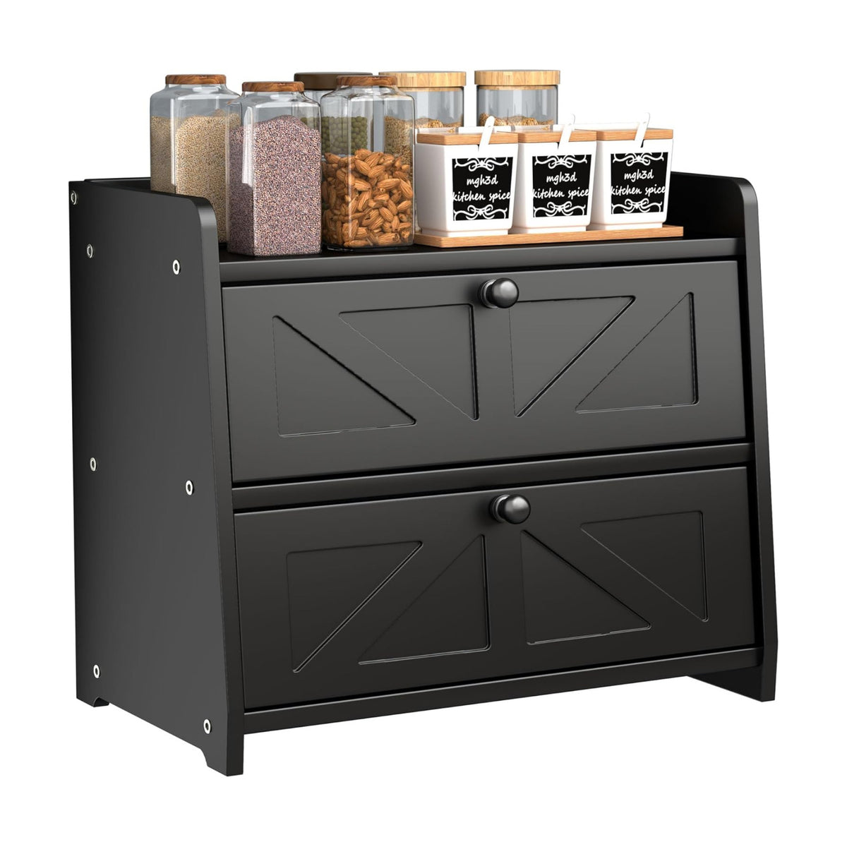 Bread Box for Kitchen Countertop, Double Layer Wooden Breadbox, Large Capacity Bread Storage Bin, Homemade Bread