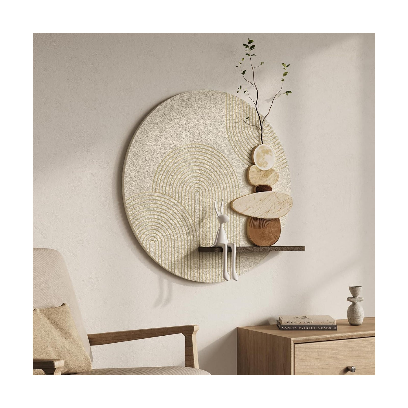 Boho and Brown Artwork / 24"L x 24"W / Neutral Wall Art -A / Beige