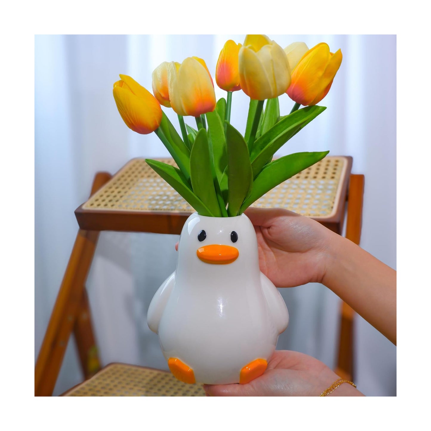 Unique Duck Vase / Fat Duck Vase / White