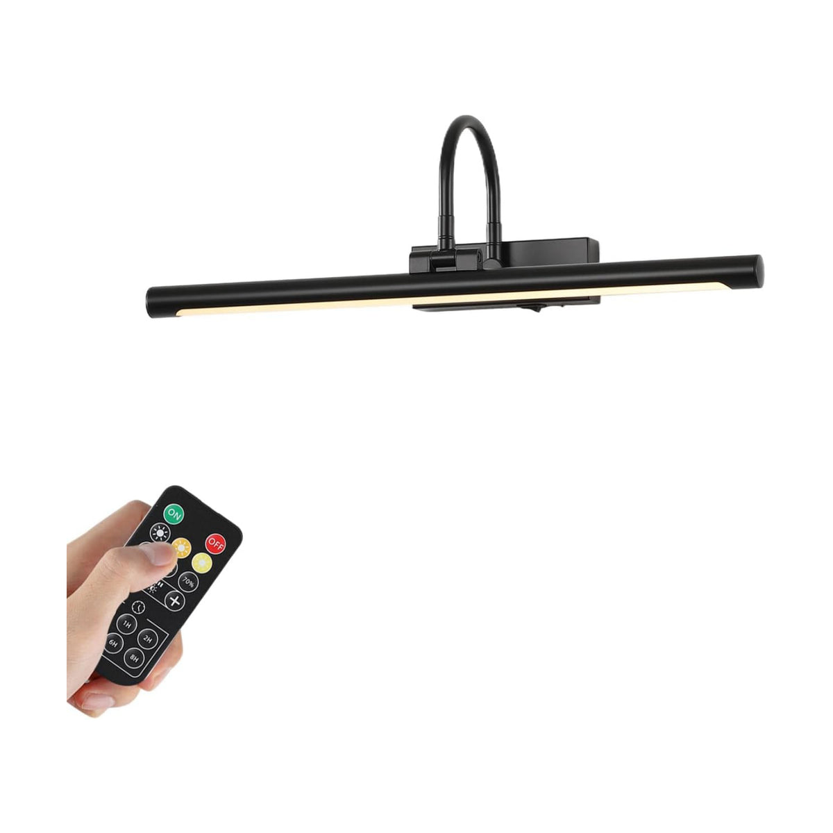 20" Picture Light for Wall Black Rechargeable Wireless Remote Lights Dimmable LED Art Painting Light with 3 Color Temp