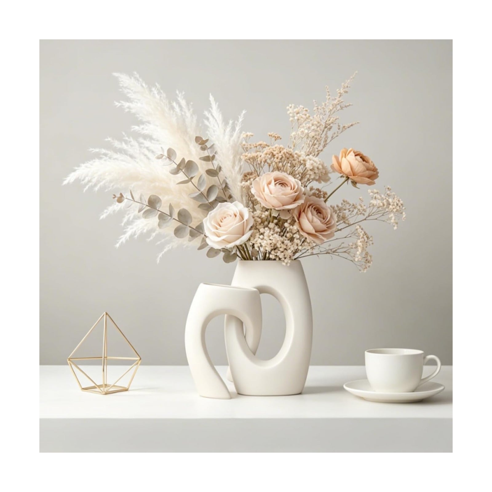 Ceramic Vase by / White / Set of 2