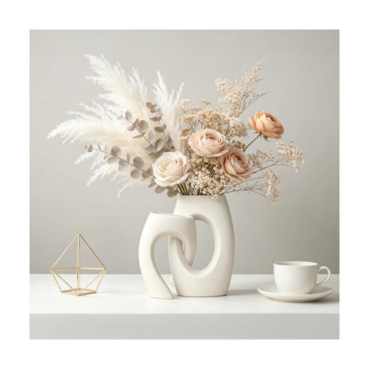 Ceramic Vase by / White / Set of 2