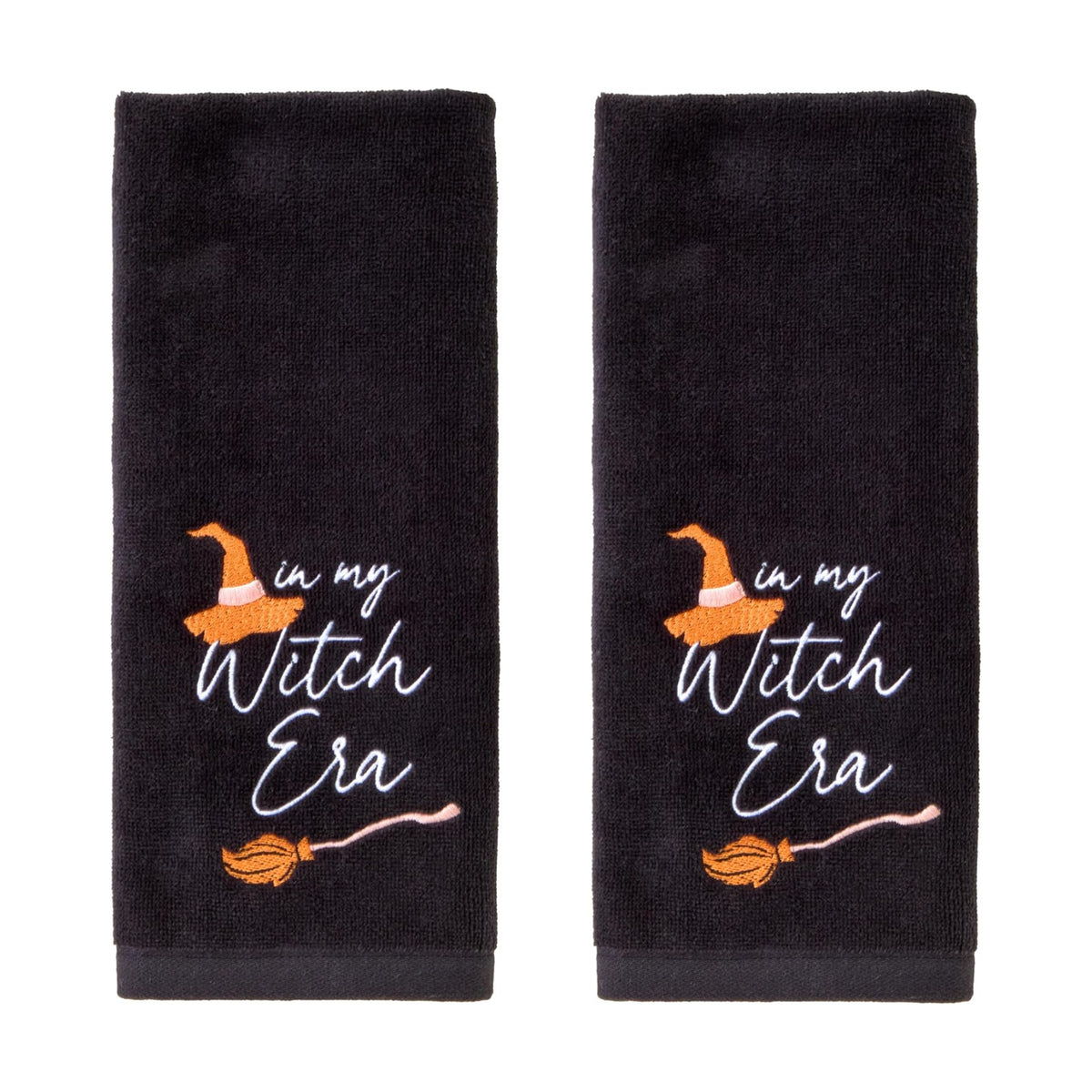 SKL Home Halloween in My Witch Era Hand Towel Set-2pc, 100% Cotton, Black
