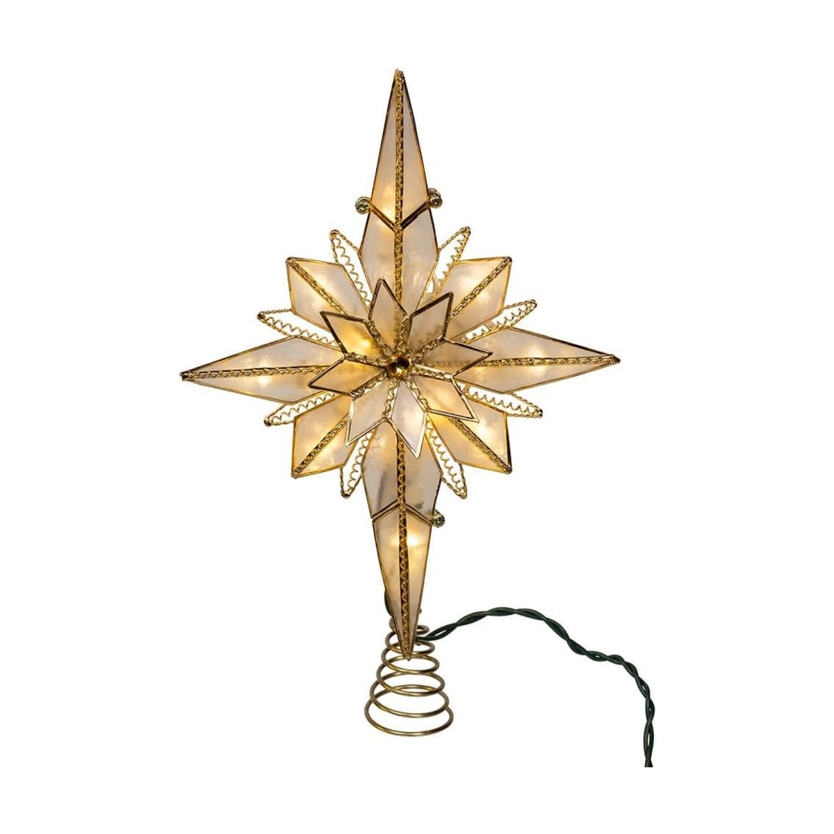 Kurt Adler 10.5" 10 Lights LED Capiz Bethlehem Star Treetop.