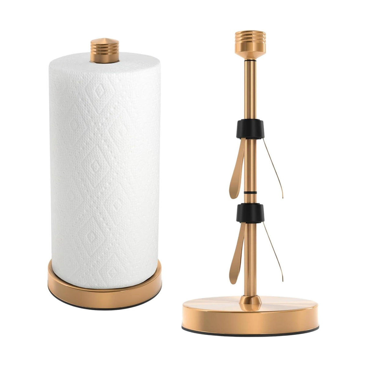 Heavy-Duty Stainless Steel Paper Towel Holder - Easy One-Handed Tear with Suction Cups - Modern Weighted Standing