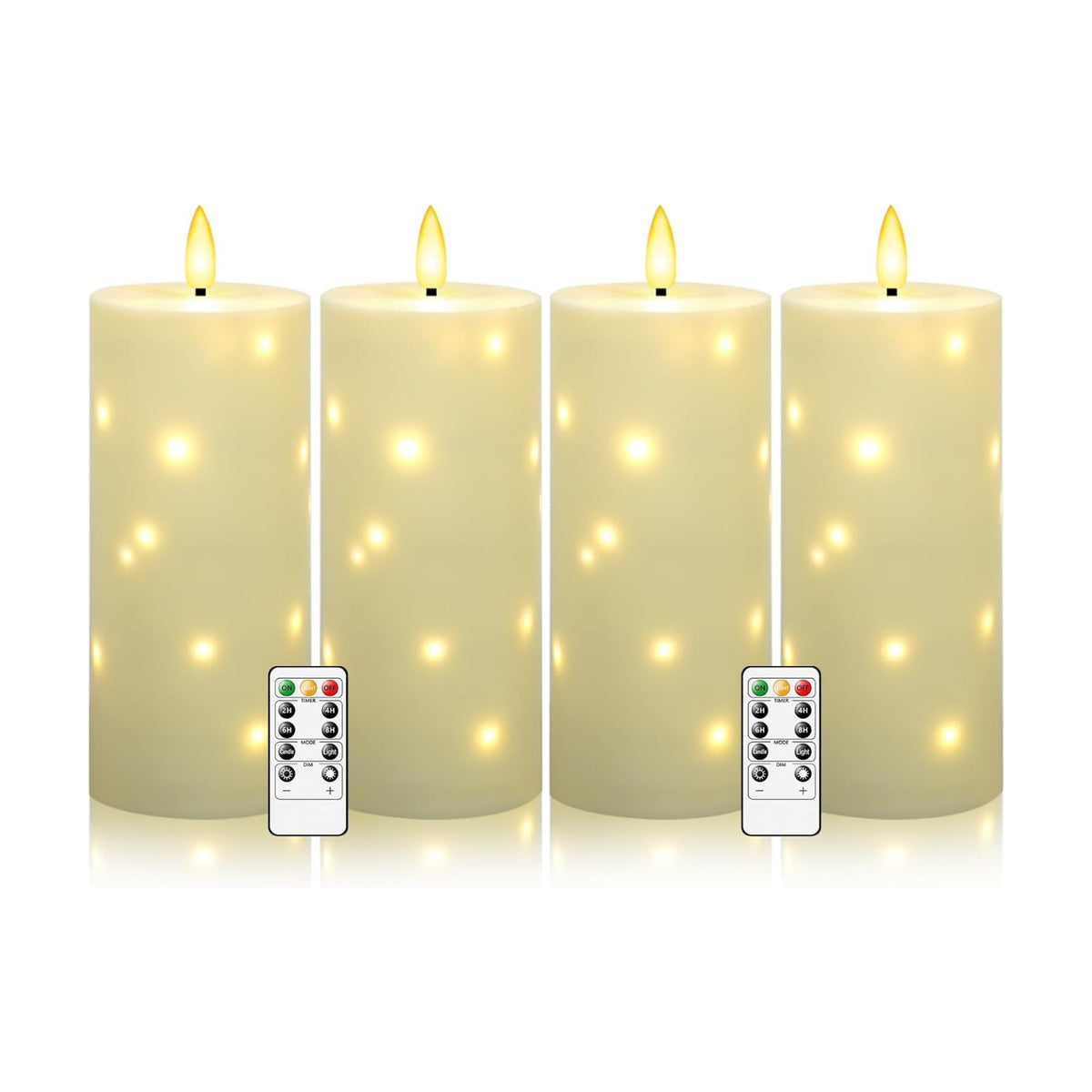 kakoya 10" x 4" Large Outdoor Waterproof Flickering Flameless Candles with Timer,4Pcs Battery Operated LED Pillar