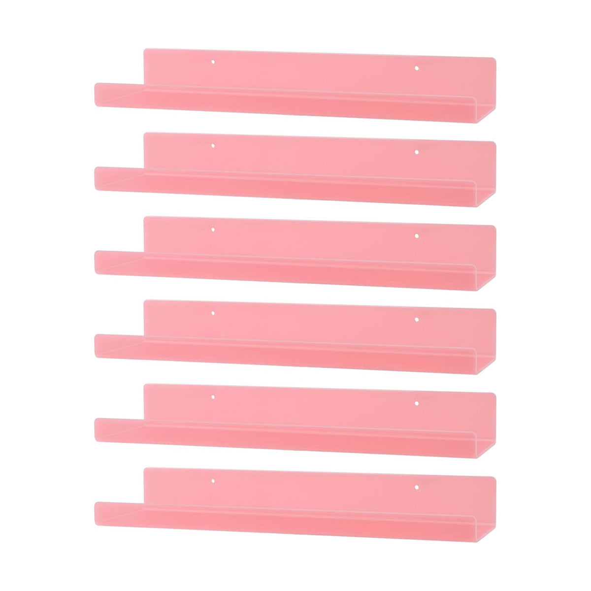 Dezzer 6 Pack Acrylic Shelves for Wall, 15" Acrylic Floating Shelves for Bathroom Bedroom, Invisible Bookshelf Wall