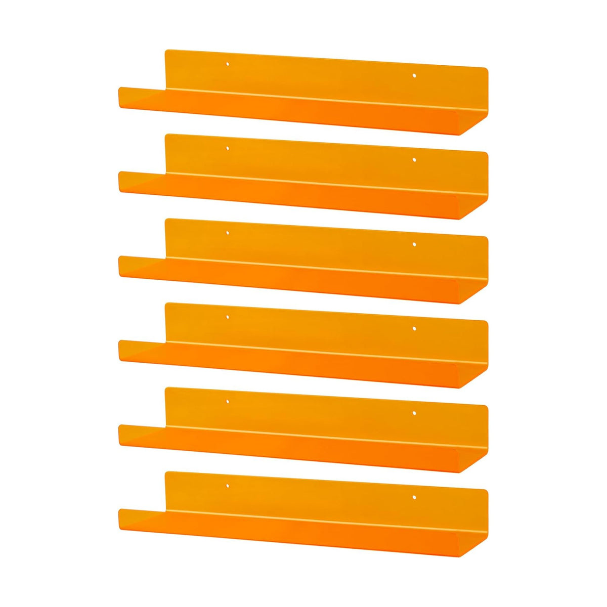 Dezzer 6 Pack Acrylic Shelves for Wall, 15" Acrylic Floating Shelves for Bathroom Bedroom, Invisible Bookshelf Wall