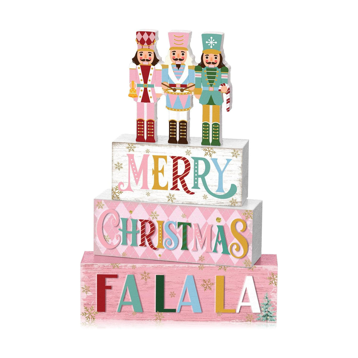 Yousoontic 4 Pcs Christmas Pastel Nutcracker Rustic Farmhouse Decor