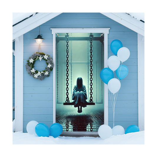 IVN Halloween Swing Silhouette Door Cover Decorations 35x71 Inch