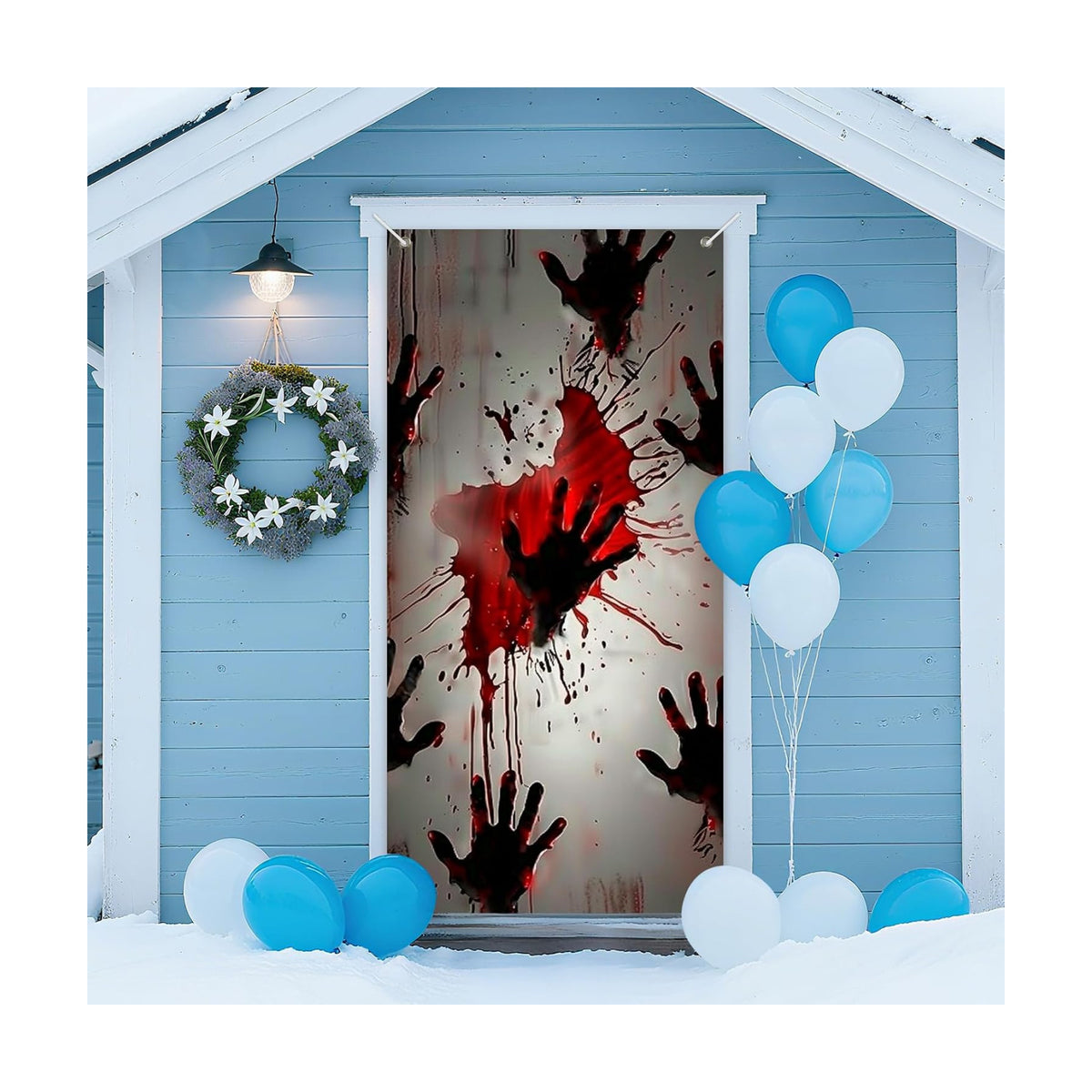 IVN Halloween Red Handprint Door Door Cover Decorations 35x71 Inch