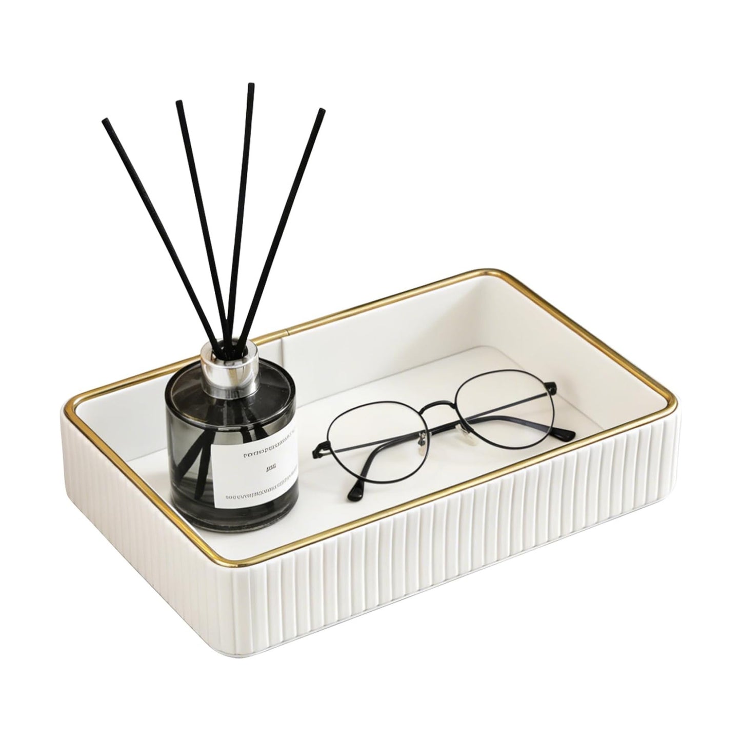PU Leather Valet Tray / Cream