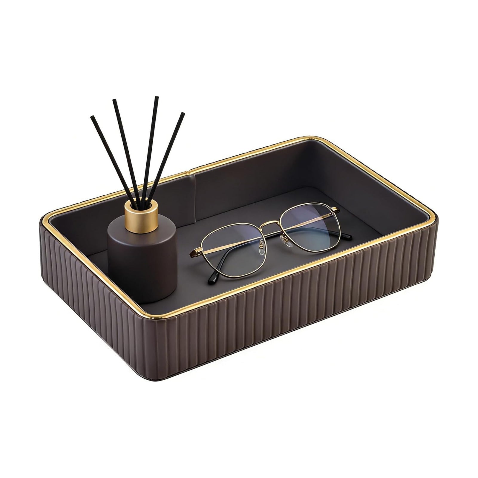 PU Leather Valet Tray / Gray