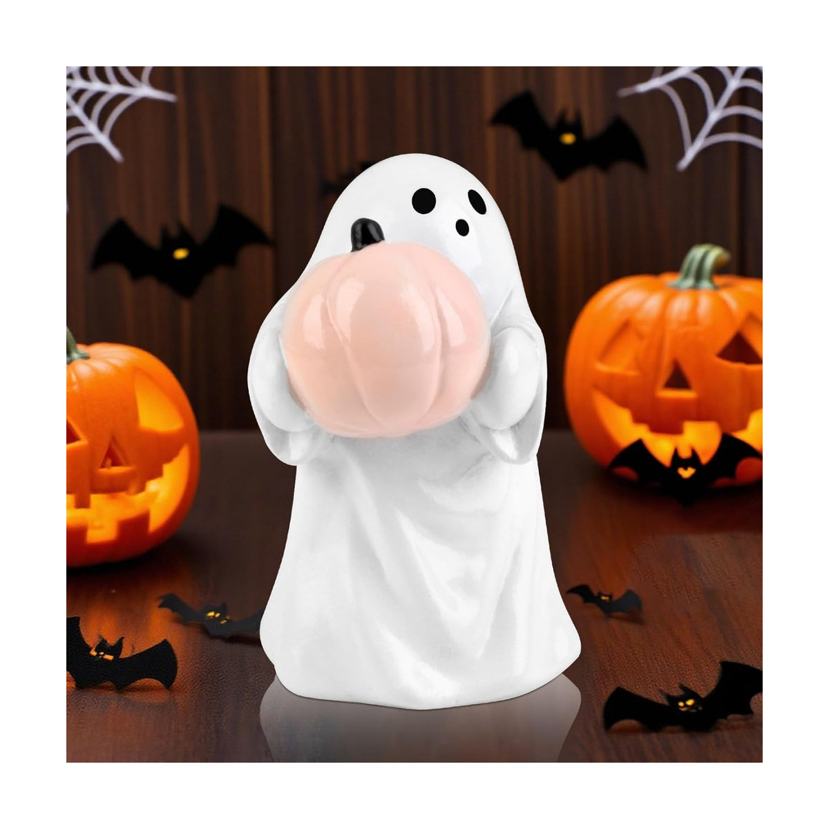 2025 Halloween Figurine Ghost, Ghosts Middles Fingers Figurine，Spooky Cute Halloween Decor，Haunted Porch & Indoor Home Statue，Coffee Table Centerpieces Shelf Mantel Display