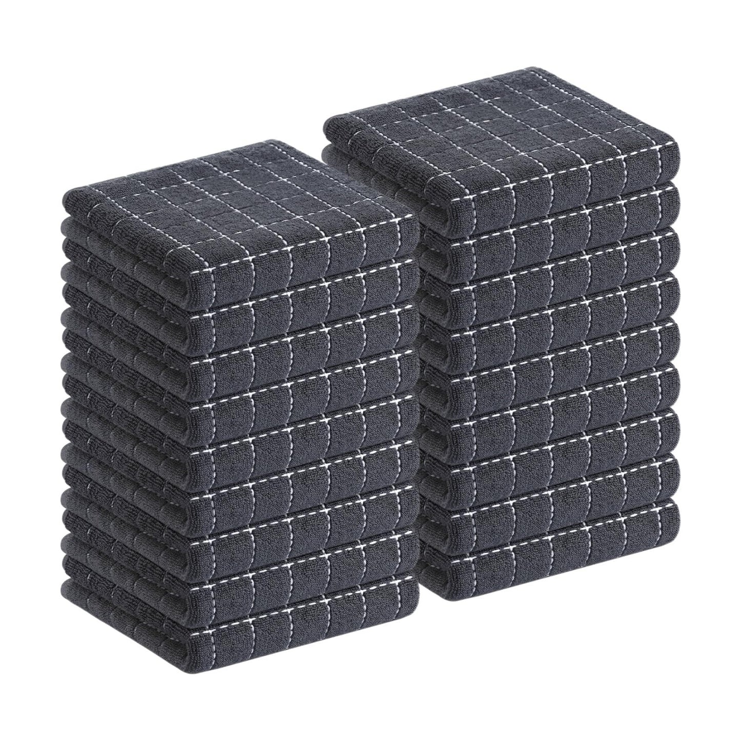 Homaxy 100% Cotton Terry Kitchen Towels, 18 Pack, Dark Grey | Ultra Soft and Absorbent Dish Towels for Kitchen