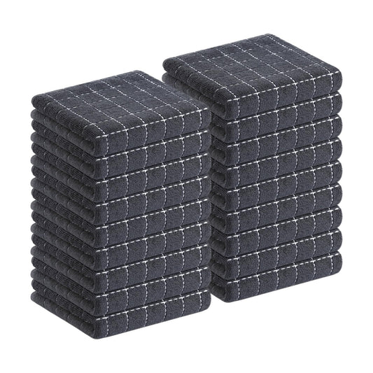 Homaxy 100% Cotton Terry Kitchen Towels, 18 Pack, Dark Grey | Ultra Soft and Absorbent Dish Towels for Kitchen