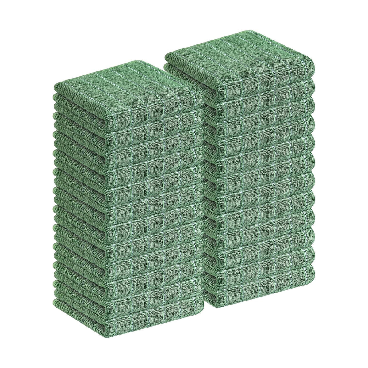 Homaxy 100% Cotton Terry Kitchen Towels, 24 Pack, Grass Green | Ultra Soft and Absorbent Dish Towels for Kitchen