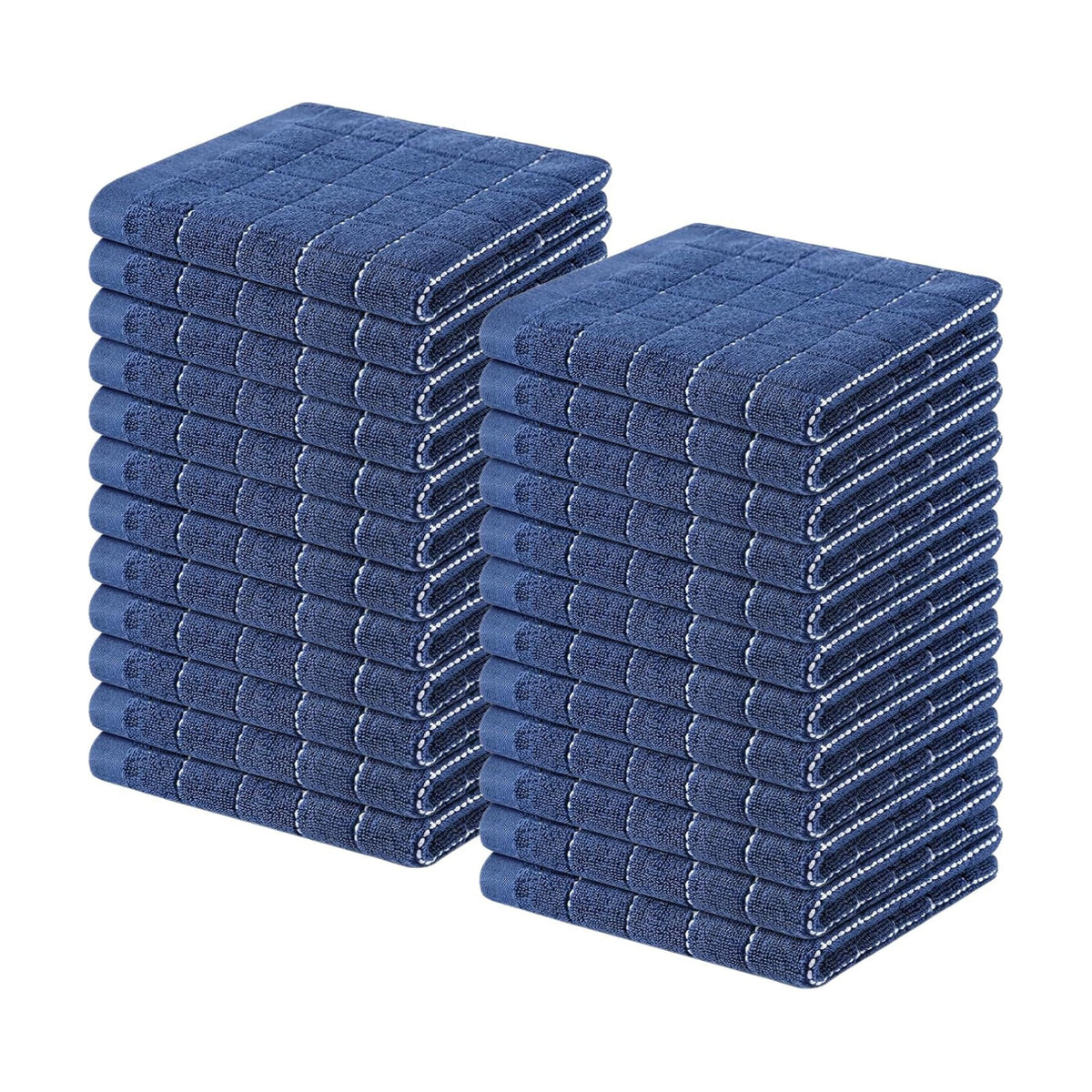 Homaxy 100% Cotton Terry Kitchen Dish Cloths, 24 Pack, Navy Blue | Ultra Soft and Absorbent Dish Towels for Kitchen