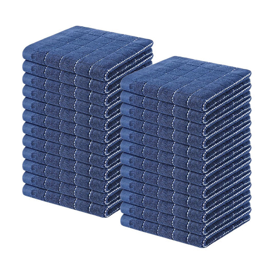 Homaxy 100% Cotton Terry Kitchen Dish Cloths, 24 Pack, Navy Blue | Ultra Soft and Absorbent Dish Towels for Kitchen