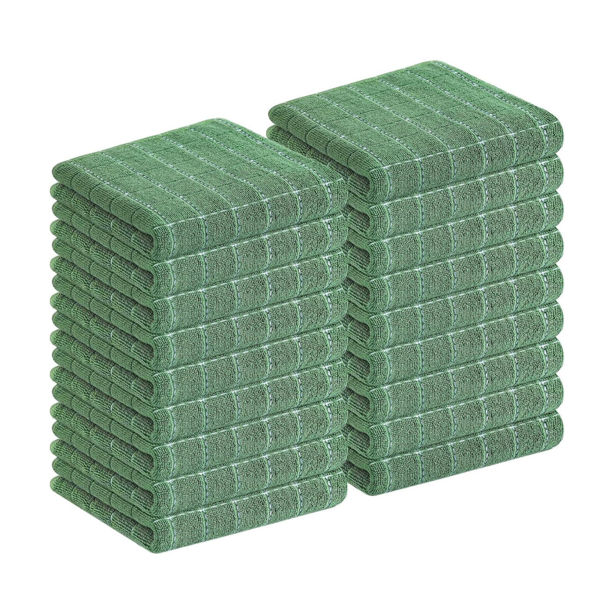 Homaxy 100% Cotton Terry Kitchen Towels, 18 Pack, Grass Green | Ultra Soft and Absorbent Dish Towels for Kitchen