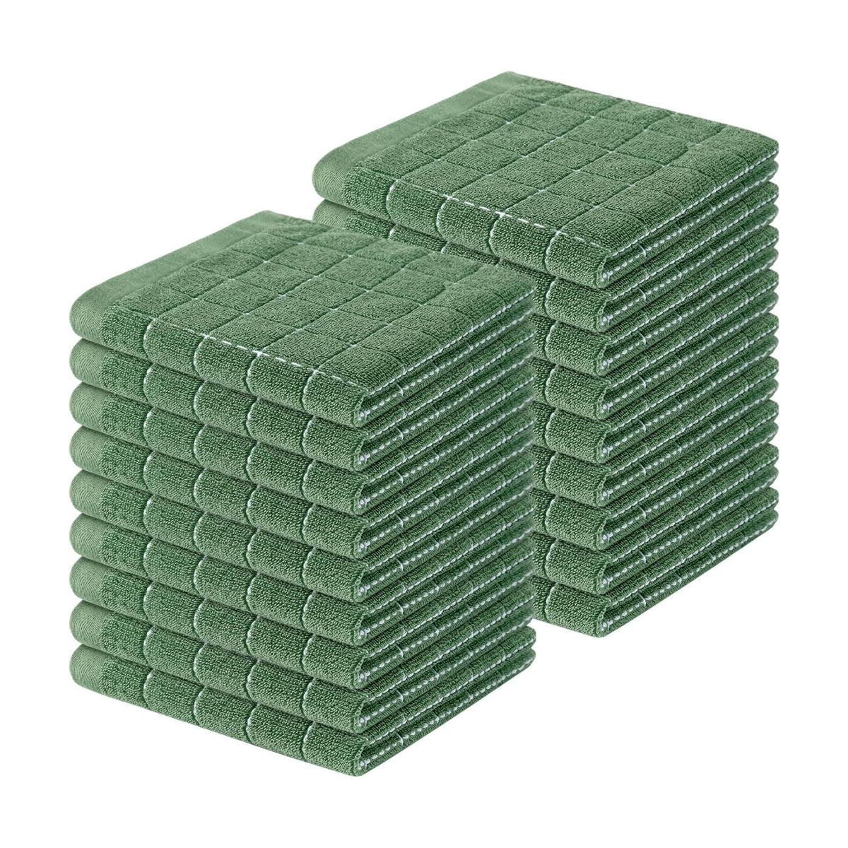 Homaxy 100% Cotton Terry Kitchen Dish Cloths, 18 Pack, Grass Green | Ultra Soft and Absorbent Dish Towels for Kitchen