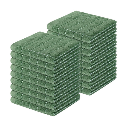 Homaxy 100% Cotton Terry Kitchen Dish Cloths, 18 Pack, Grass Green | Ultra Soft and Absorbent Dish Towels for Kitchen