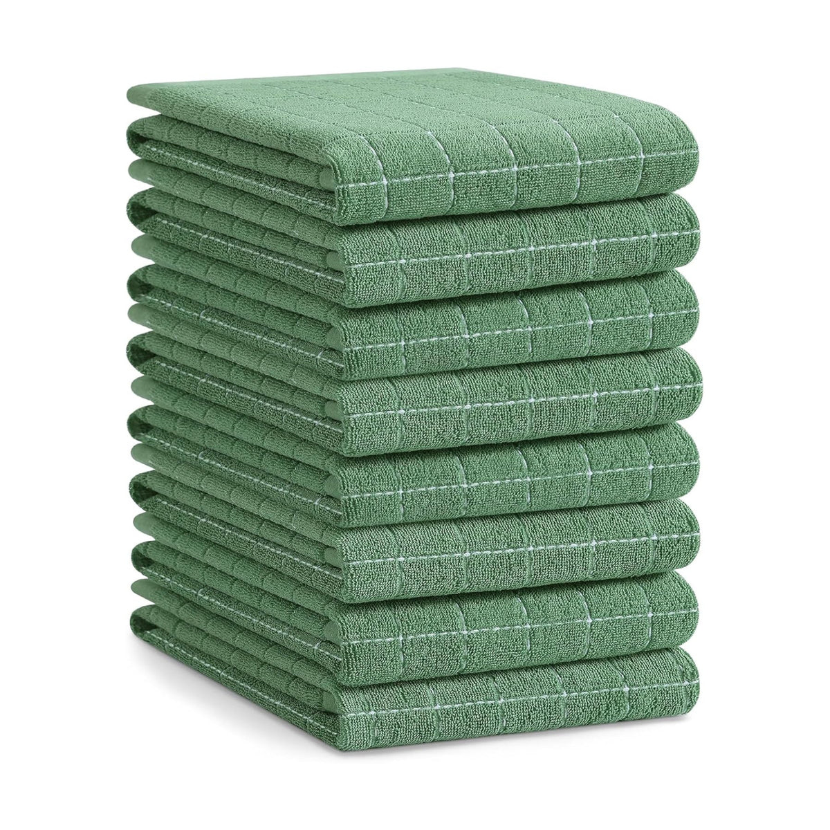 Homaxy 100% Cotton Terry Kitchen Towels, Large 8 Pack, Grass Green | Ultra Soft and Absorbent Dish Towels for Kitchen
