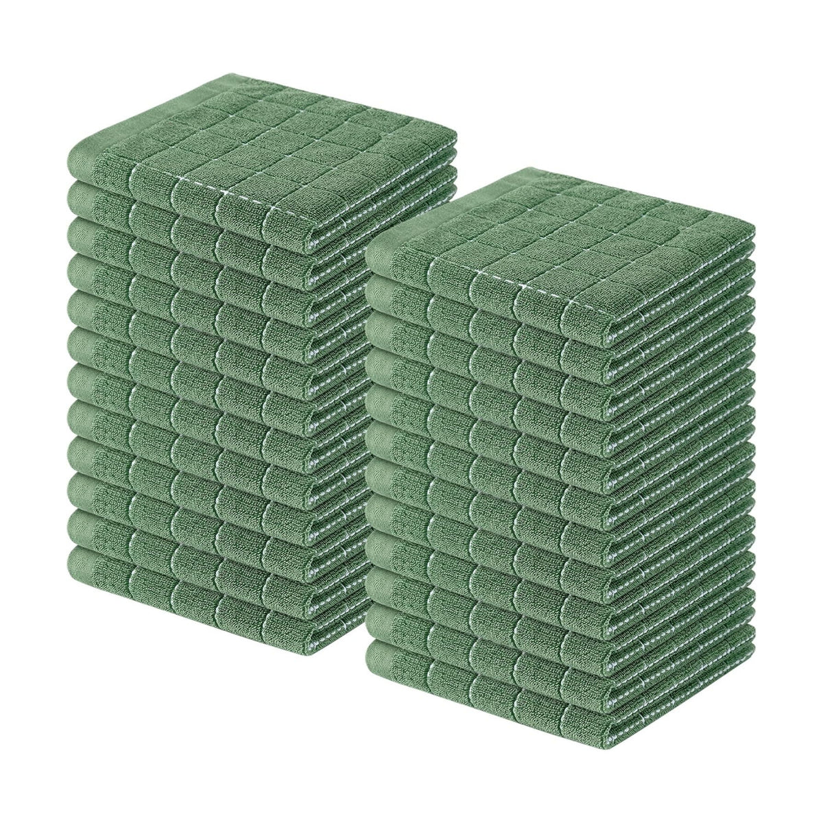 Homaxy 100% Cotton Terry Kitchen Dish Cloths, 24 Pack, Grass Green | Ultra Soft and Absorbent Dish Towels for Kitchen