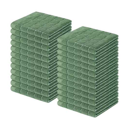 Homaxy 100% Cotton Terry Kitchen Dish Cloths, 24 Pack, Grass Green | Ultra Soft and Absorbent Dish Towels for Kitchen