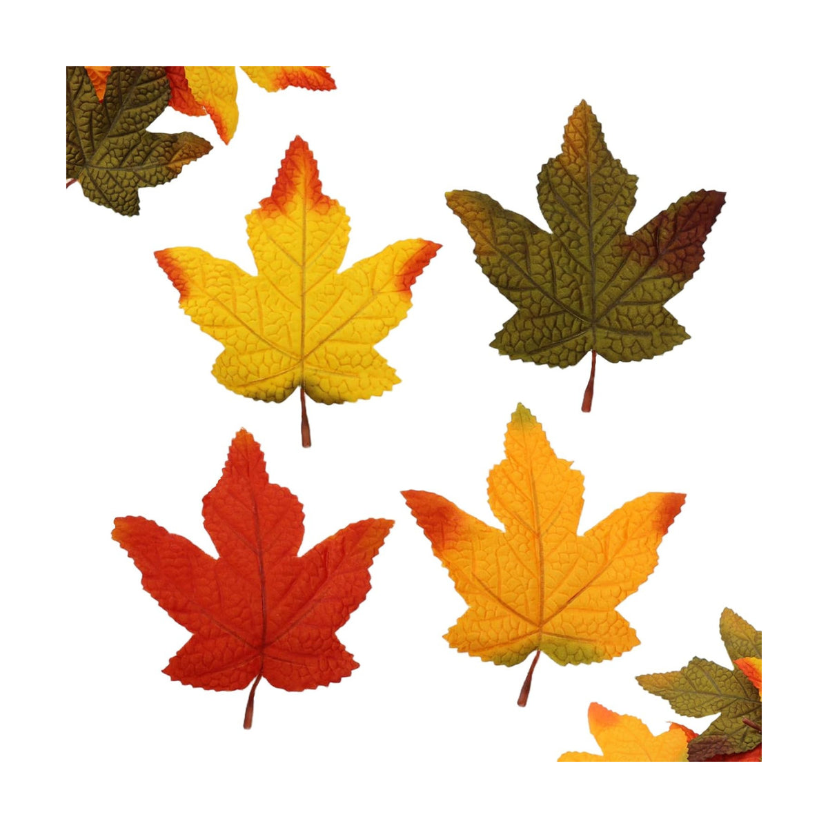 100 Pcs Artificial Maple Leaves Bulk (Medium-Leaf 4-Color Assorted)
