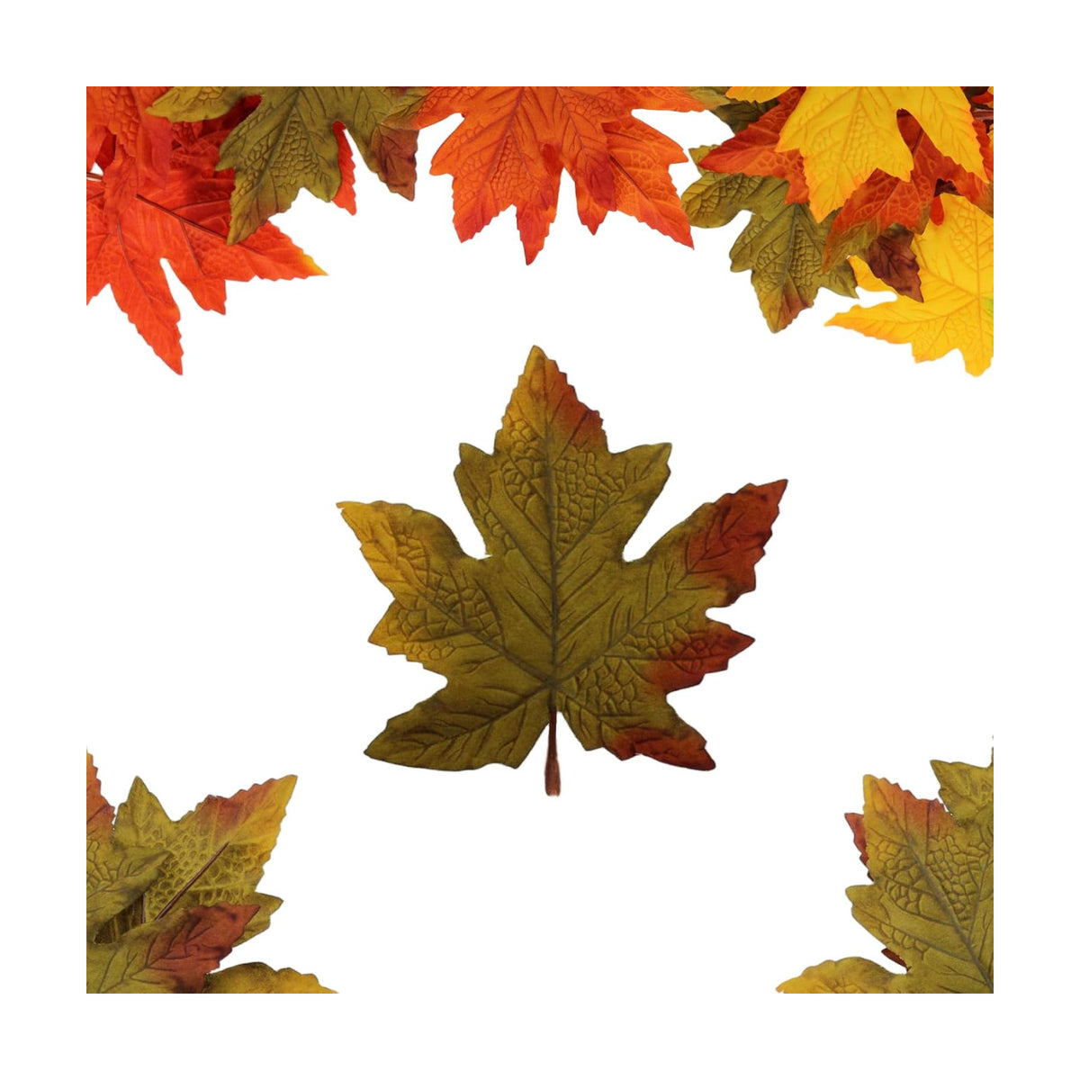 100 Pcs Artificial Maple Leaves Bulk (Large-Leaf Green)