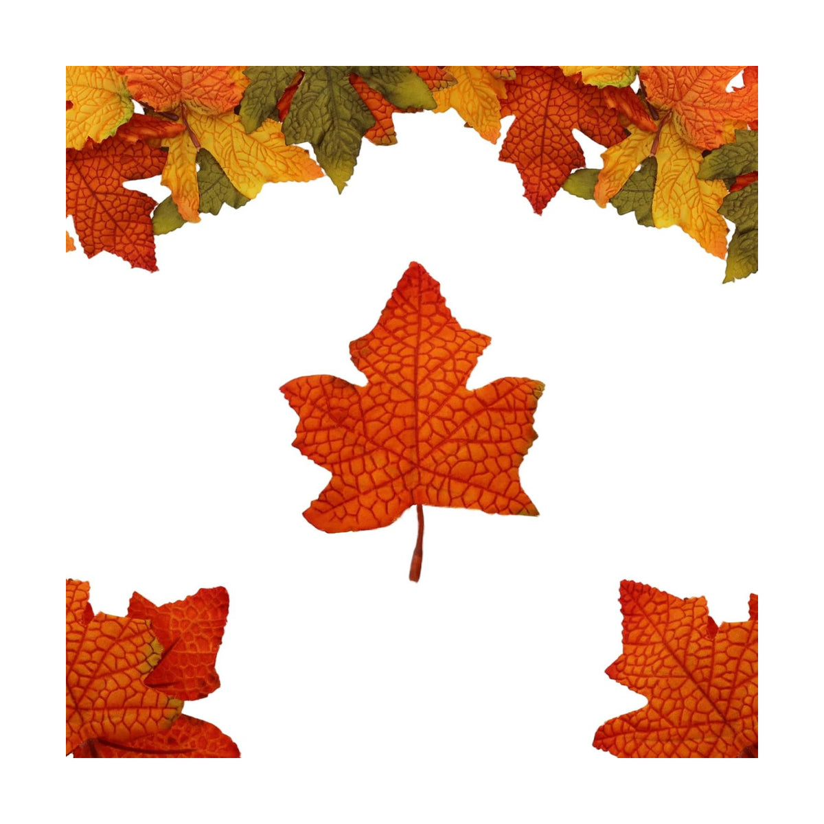 100 Pcs Artificial Maple Leaves Bulk (Small-Leaf Orange Red‌)
