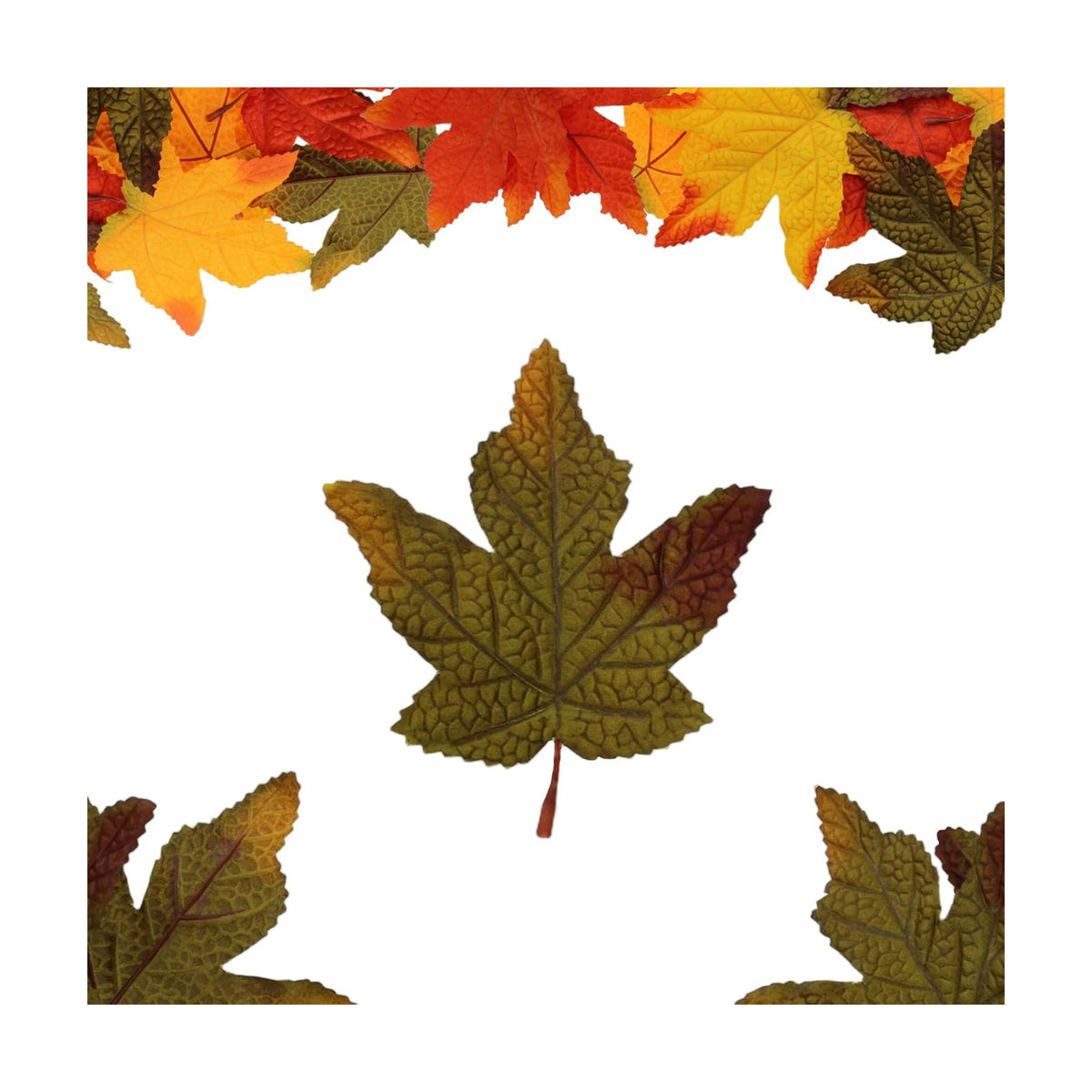 100 Pcs Artificial Maple Leaves Bulk (Medium-Leaf Green)